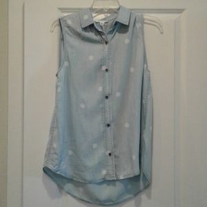 Denim Chambray Medium Top Roolee Polka dot